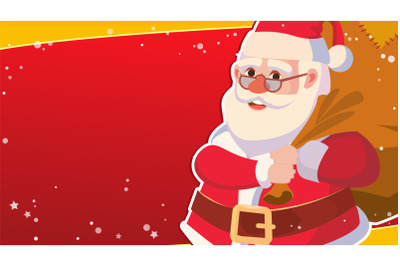 Christmas Sale Banner Template Vector. Cute Xmas Santa Claus. Cartoon Business Brochure Illustration. For Xmas Banner&2C; Brochure&2C; Poster&2C; Discount Offer Advertising