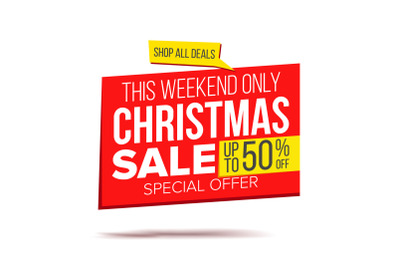 Biggest Christmas Sale Banner Vector. Sale background. Isolated On White Illustration