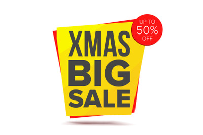 Big Xmas Discount Sale Banner Vector. Big Super Sale. Isolated On White Illustration