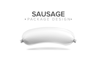 Realistic Sausage Package Vector. Empty Polyethylene Food Packaging. Isolated Illustration