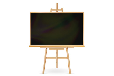 School Blackboard Vector. Wooden Frame. Classic Empty Education Chalkboard. Isolated Realistic Illustration