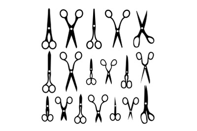 Scissor Icon Set Vector. Different Types. Opened And Closed. Hairdressing. Hair. Isolated Flat illustration