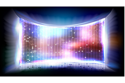 Screen LED Vector. Bright Monitor. Club Disco Screen. Illustration