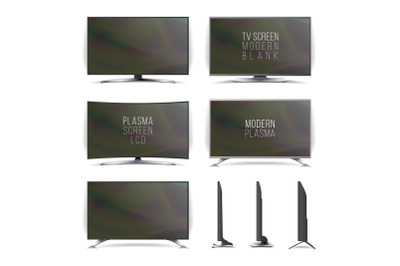 Screen Lcd Plasma Vector. Television Set.