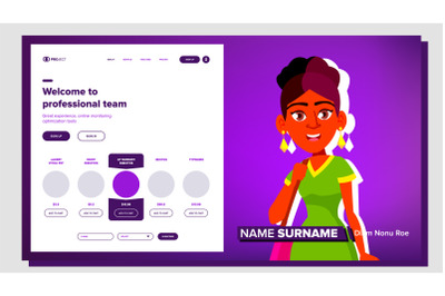 Self Presentation Vector. Indian Female. Introduce Yourself Or Your Project, Business. Illustration