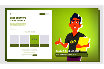 Self Presentation Vector. Indian Male. Introduce Yourself Or Your Project, Business. Illustration