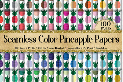 100 Seamless Color Pineapple Tropical Fruit Summer Papers