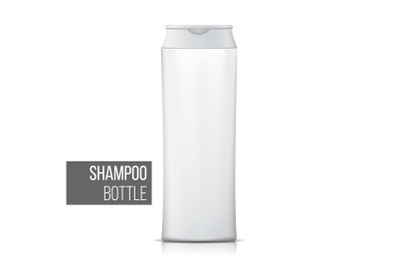 White Shampoo Bottle Vector. Empty Realistic Bottle. Cosmetic Container Packages. Isolated On White Illustration