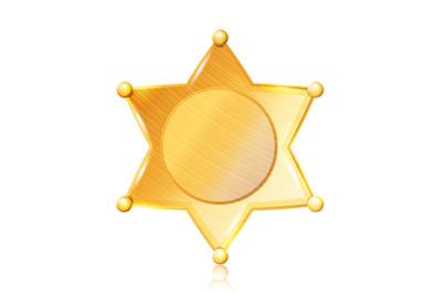 Sheriff Badge Star Vector. Gold Symbol. Municipal City Law Enforcement Department. Isolated On Black Background.