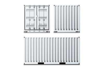 White Cargo Container Vector. Classic Cargo Container. Freight Shipping Concept. Logistics. Isolated On White Background Illustration