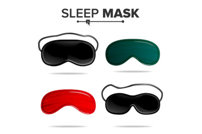 Sleep Mask Set Vector. Isolated Illustration Of Sleeping Mask Eyes. Help To Sleep Better