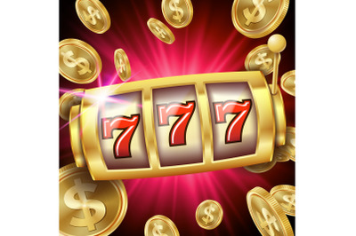 Slot Machine Banner Vector. Casino Luck Word. Big Win 777 Lottery. Poster. Illustration