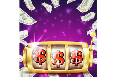 Slot Machine Banner Vector. Casino Casino Success Concept. Screen. Fortune Jackpot. Illustration