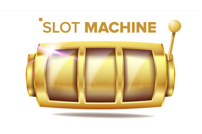 Slot Machine Vector. Golden Lucky Empty Slot. Gambling Poster. Spin Object. Fortune Jackpot Casino Illustration