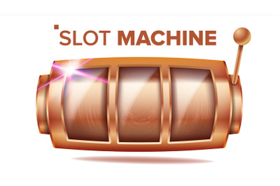 Slot Machine Vector. Bronze Lucky Empty Slot. Bingo Background Design. Spin Machine Template. Fortune Jackpot Casino Illustration