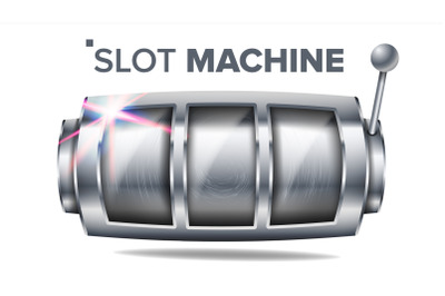 Slot Machine Vector. Silver Lucky Empty Slot. Big Win Banner Element. Spin Wheel. Fortune Jackpot Casino Illustration