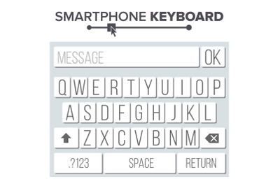 Smartphone Keyboard Vector. ABC Alphabet Buttons. For Mobile Device. Vector Flat Illustration