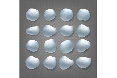 Snowballs Vector. Holidays Christmas Design. Strewn Snow. Frozen Ice. Snow Cap. Snowball. Isolated On Transparent Background Illustration