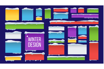 Banner&2C; Button With Snow Caps Vector. Abstract. Frozen Effect Isolated Illustration