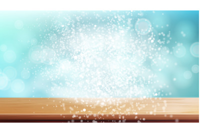 Christmas Background Vector. Blue Winter Holidays Advertising Background. Table Top Good For Display, Montage Your Xmas Sale Products. Illustration