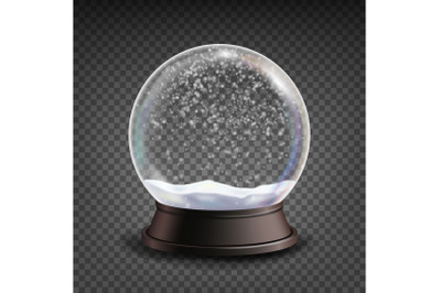 Snow Globe Realistic Vector.Realisitc 3d Snow Globe Toy. Winter Xmas Design Element. Isolated On Transparent Background Illustration