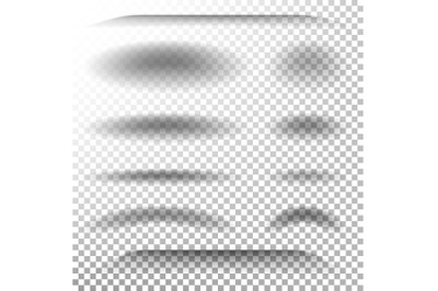 Transparent Soft Shadow Vector. Realistic Oval, Round Shadows Set. Tab Dividers Lower Shadow Shade Effect With Soft Smooth Edges. Web Design Element