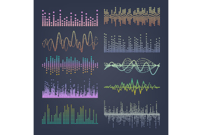 Music Sound Waves Vector. Classic Sound Wave From Equalizer. Audio Technology, Musical Pulse. Illustration