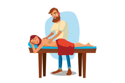 Spa Massage Vector. Woman On A Vacation Getting A Professional Massage. Cartoon Character Illustration