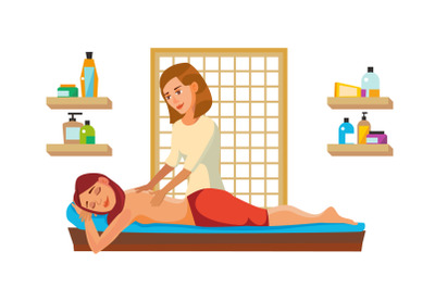 Spa Massage Wellness Salon Vector. Anti Aging Spa Massage. Flat Cartoon Illustration