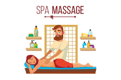 Spa Massage Vector. Relaxation Wellness Salon. Isolated Flat Cartoon Character Illustration