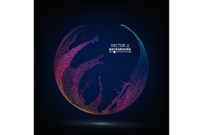 Colorful Sphere Composition Vector. Dotted Abstract Graphics. Glowing Background