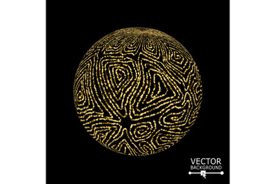 Sphere With Swirled Stripes. Vector Glowing Background