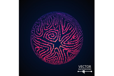 Luxury Sphere With Swirled Stripes. Vector Glowing Composition