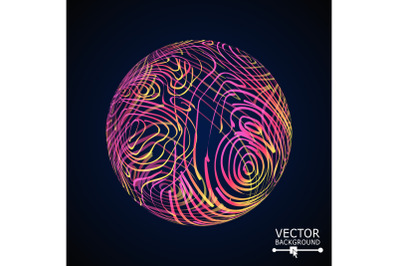 Sphere Background With Swirled Stripes. Vector Glowing Composition