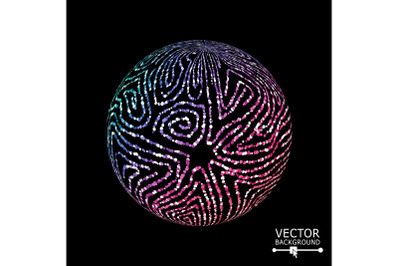 Sphere Background With Swirled Stripes. Vector Glowing Composition