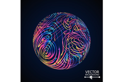 Sphere With Swirled Stripes. Vector Glowing Background