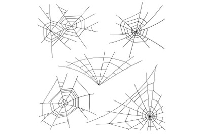 Halloween Spider Web Set Vector. Black Spider Web Isolated On White. For Halloween Design