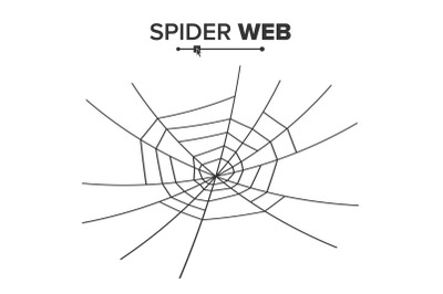 Halloween Spider Web Vector. Black Spider Web Isolated On White. Monochrome Hector Venom Cobweb For Halloween Design