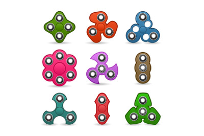 Hand Spinner Toy. Fidget Toy For Increased Focus, Stress Relief. Popular Toys For Stress Relief. Isolated On White. Vector Illustration.