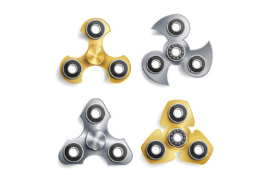 Hand Spinner Toy Set. Spinning Machine. Rotation. Fidget Finger Spinner Stress, Anxiety Relief Toy. Vector Illustration