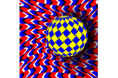 Illusion Vector. Optical 3d Art. Rotation Dynamic Optical Effect. Swirl Illusion. Movement Executed In The Form. Psychedelic Distortion Dynamic Effect. Geometric Magic Background Illustration