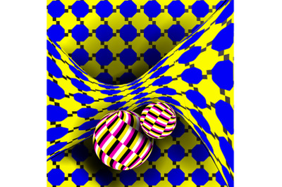 Illusion Vector. Optical 3d Art. Rotation Dynamic Optical Effect. Swirl Illusion. Delusion, Endless, Fallacy. Geometric Magic Background Illustration