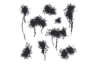 Spray Black Ink Splash Vector. Ash Particles. Spray Effect. Noise Ink Backdrop Illustration