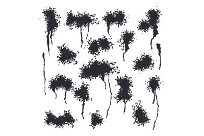 Dirty Spray Stain Vector Isolated Illustration. Exploding, Black Drops.