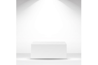 White Square Platform Vector. White Interior Background. Vector Illustration.