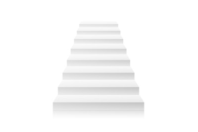 White Empty Staircase Vector. Steps. For Business Progress, Achievement, Growth, Career, Success, Development Concept.