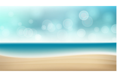 Summer Beach Vector Background. Blur Sea Coast. Outdoor Summer Vacation. Cruise Illustration