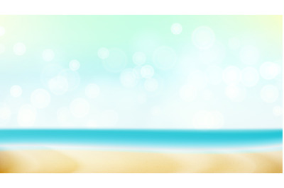 Summer Beach Vector Background. Blur Sea Coast. Outdoor Summer Vacation. Cruise Illustration