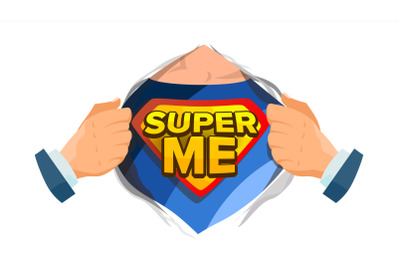 Super Me Sign Vector. Isolated Flat Cartoon Comic Illustration