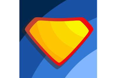 Superhero Logo Vector. Yellow, Red Shield. Emblem template. Flat Cartoon Comic Illustration